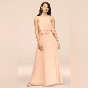 tiered ruffle chiffon high-neck maxi dress by Reverie
